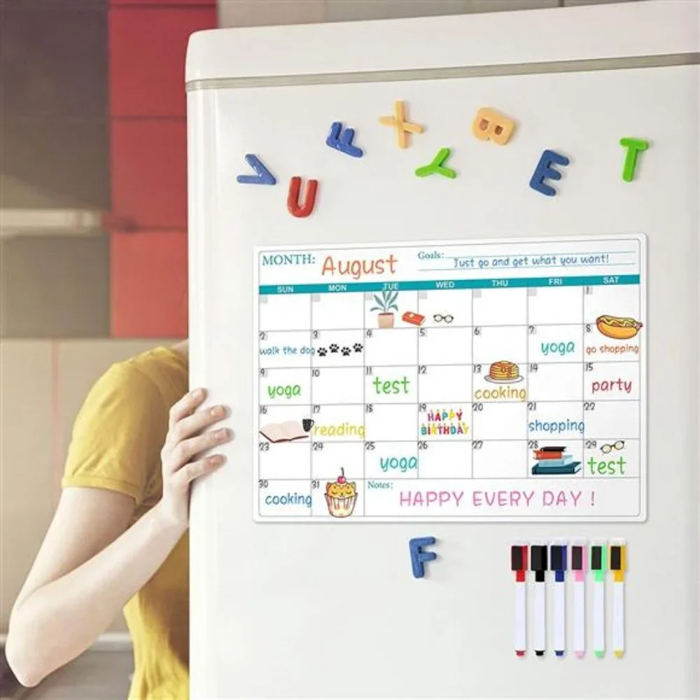 Calendar for Refrigerator Planner, Fridge Magnetic with Six Markers 11.8